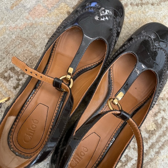 Chloe Perry Patent Mary Jane Pumps Dark Brown - Picture 2 of 4